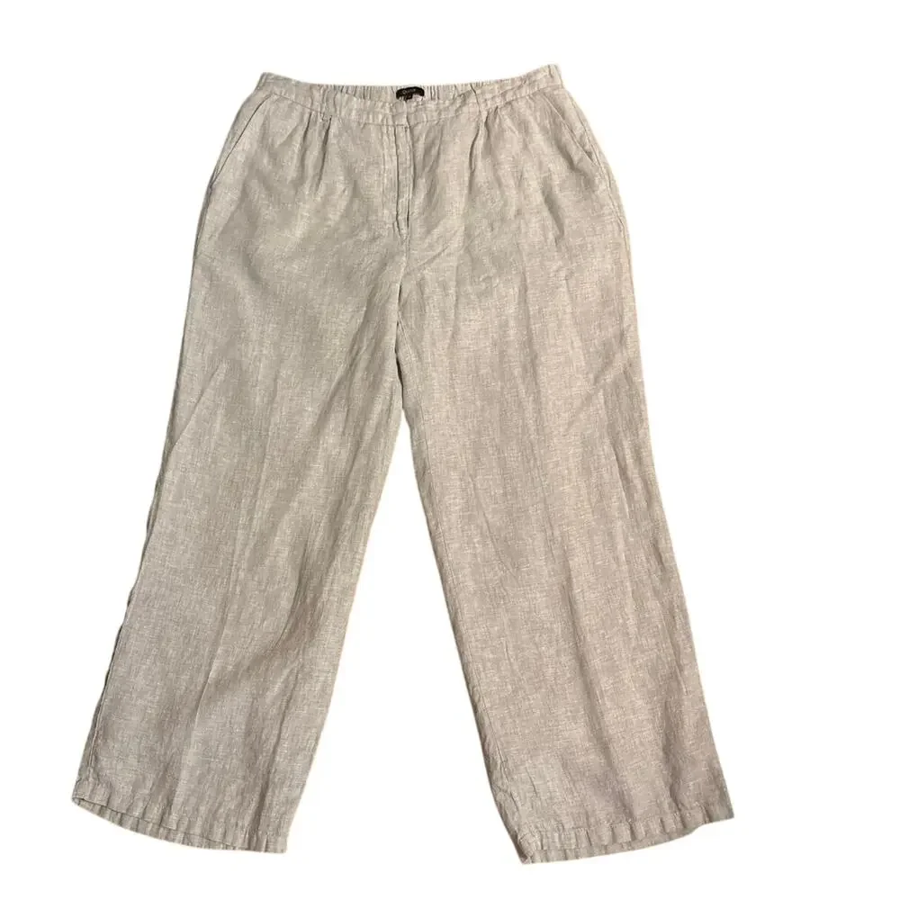 Quince 100% European Linen Pleated Trousers Pants Plus Size 16 Flax Minimalist